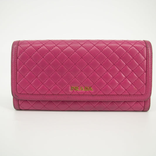 Prada Magenta Pink Quilted Leather Long Wallet #1955