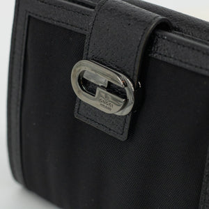 Gucci Black Nylon Canvas x Leather Compact Wallet #1962