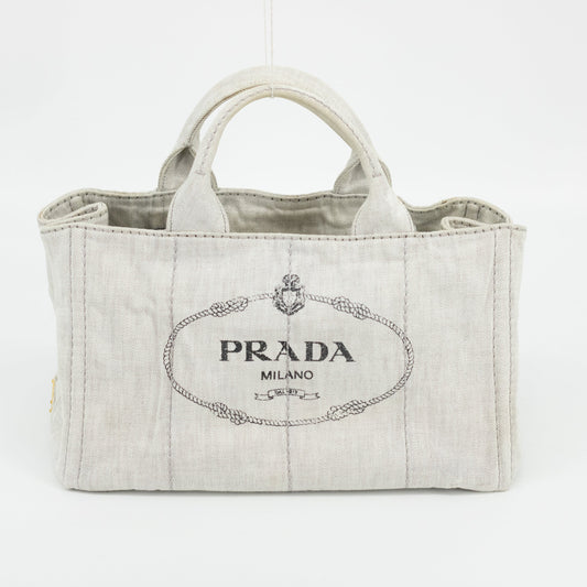 Prada Light Gray Canapa Denim 2WAY Tote Bag #1969