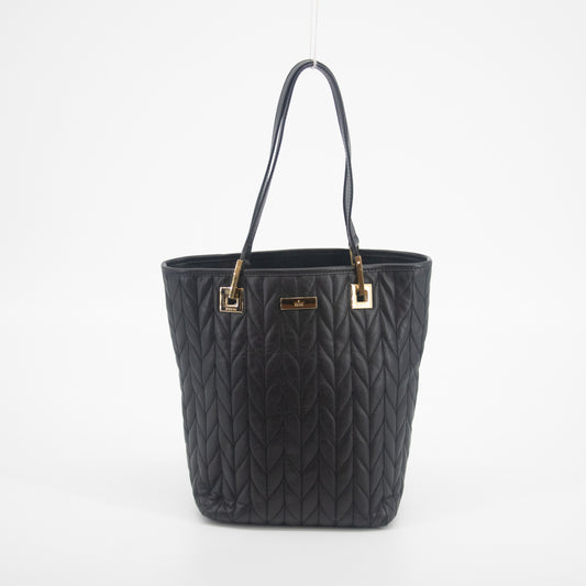 Gucci Black Leather Quilted Bucket Tote Bag  #2026