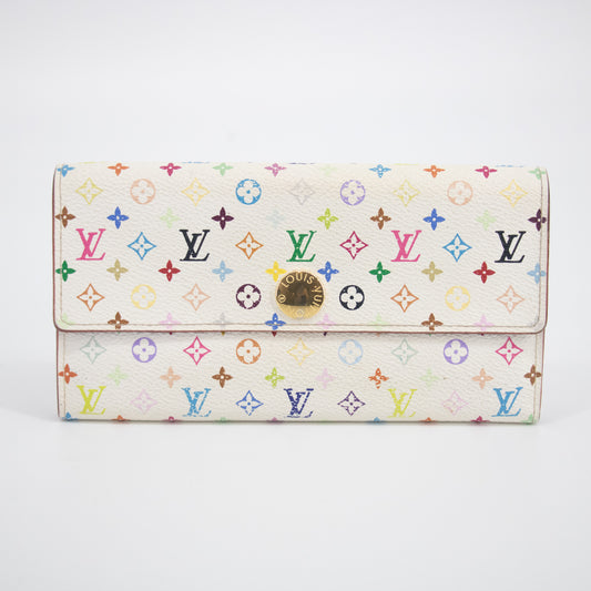 Louis Vuitton x Murakami White Monogram Multicolor Portefeuille Sarah Wallet #2042