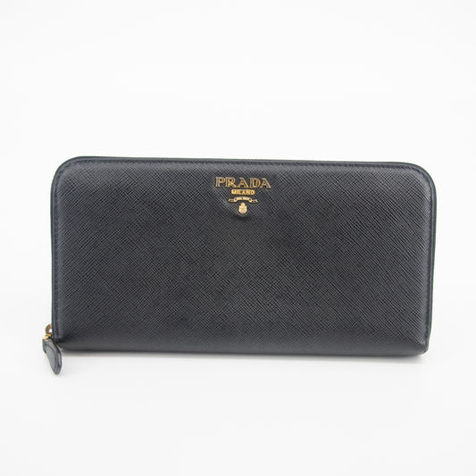 Prada Black Leather Long Zippy Wallet  #2048