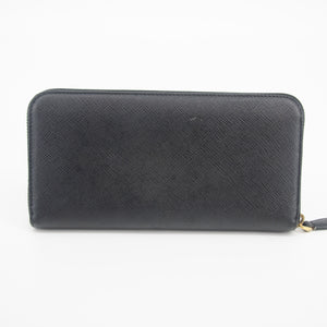 Prada Black Leather Long Zippy Wallet  #2048