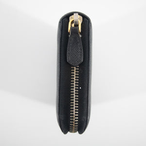 Prada Black Leather Long Zippy Wallet  #2048