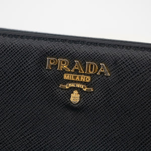 Prada Black Leather Long Zippy Wallet  #2048