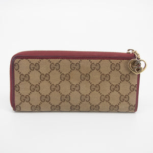 Gucci Brown GG Canvas x Leather Heart Round Zipper Long Wallet #2052
