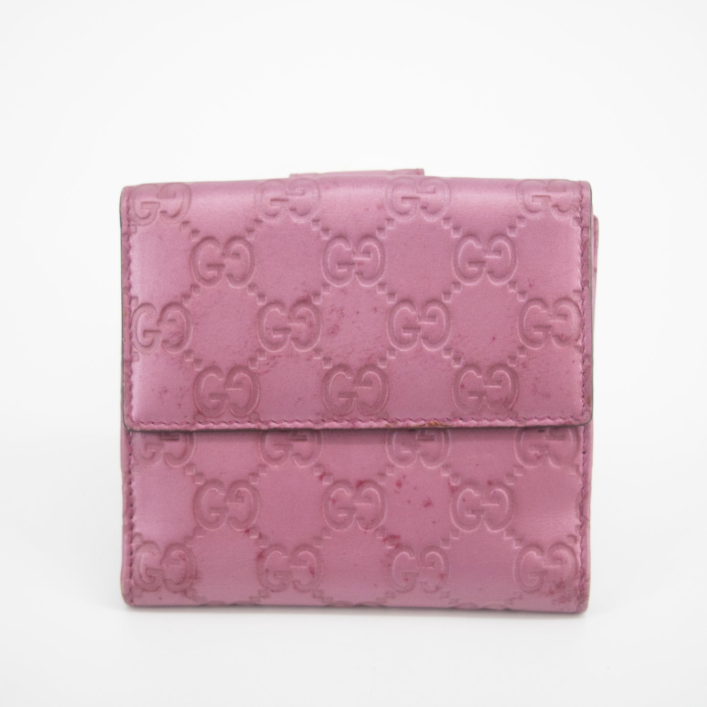 Gucci Pink Guccisima Leather Heart Compact Wallet-SKU #2053