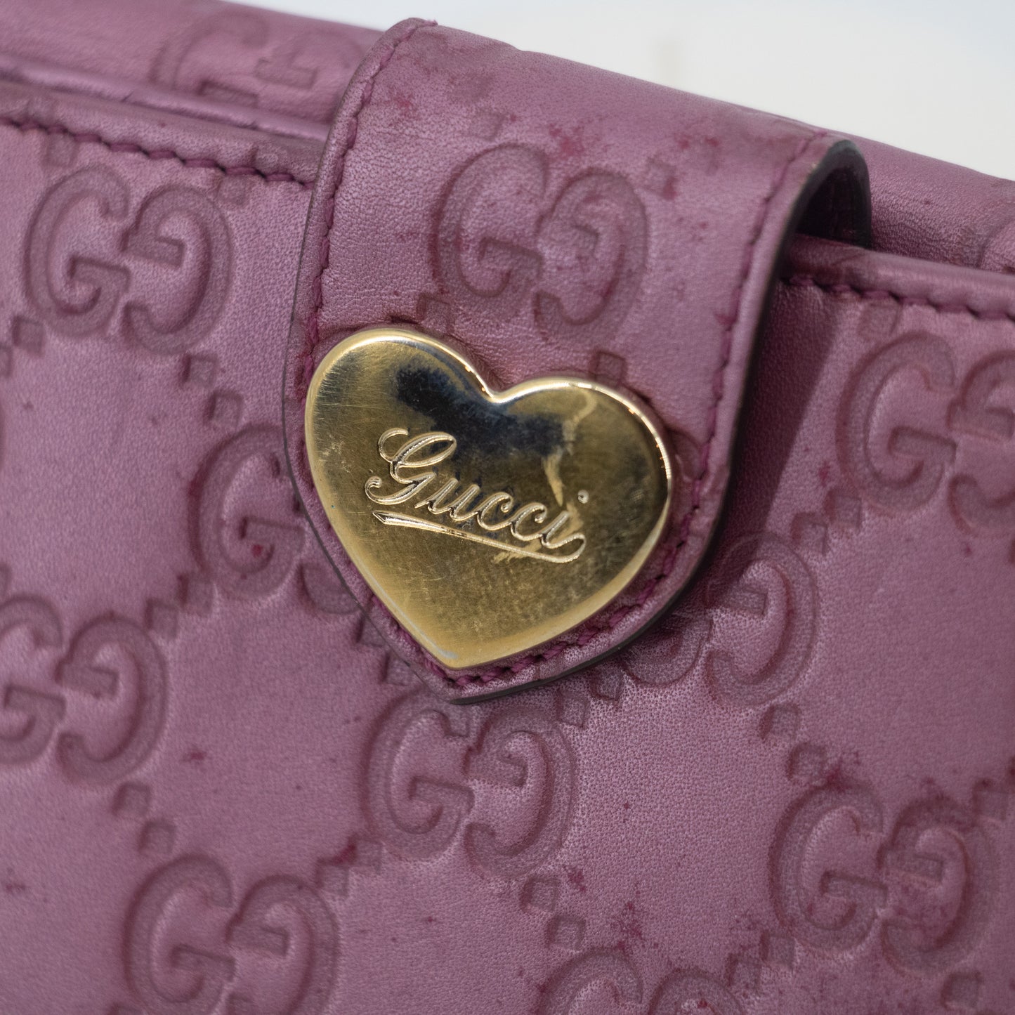 Gucci Pink Guccisima Leather Heart Compact Wallet-SKU #2053