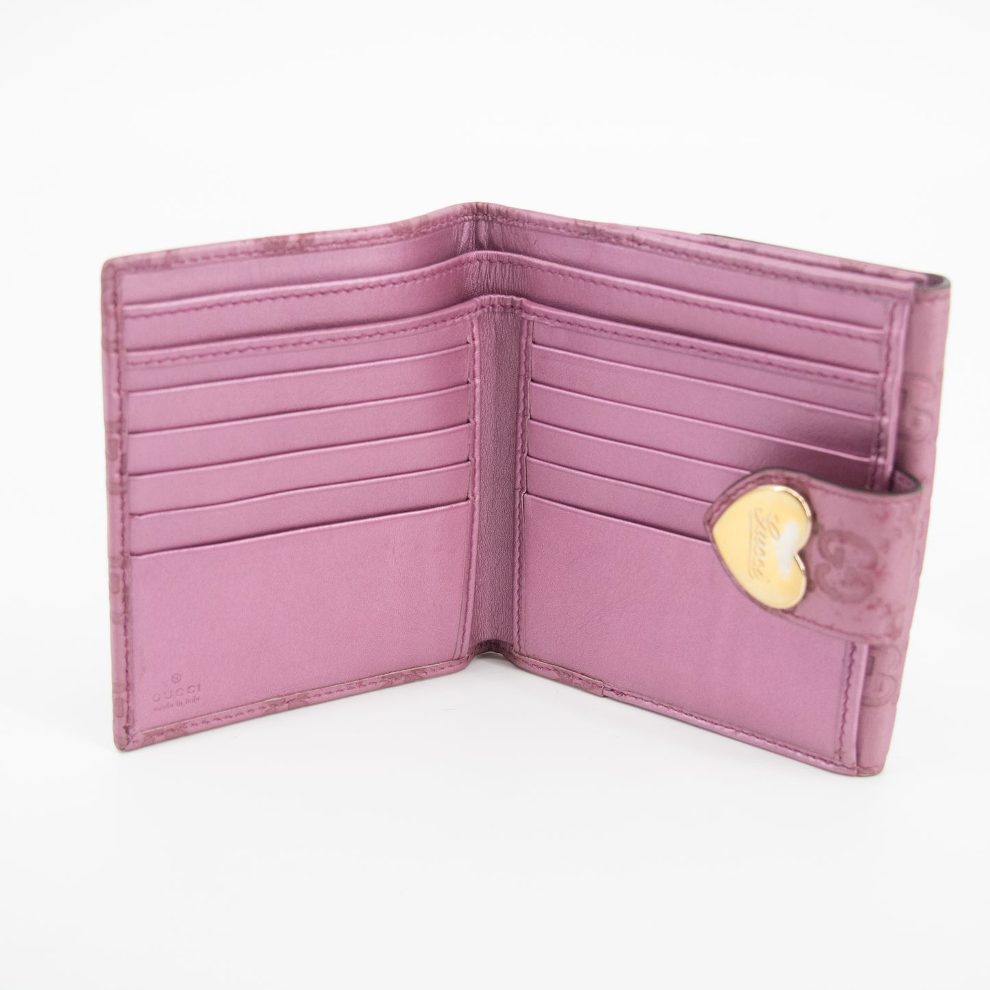 Gucci Pink Guccisima Leather Heart Compact Wallet-SKU #2053