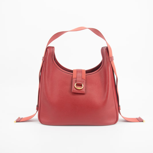 Hermes Tsako Sako Convertible Red Ardenne Leather Bag #2067