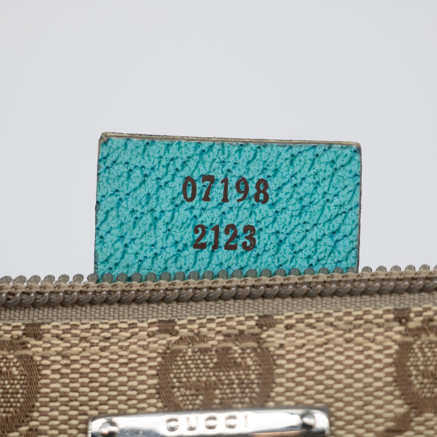 Gucci GG Canvas Boat Pochette w/ Teal Trim  #2086