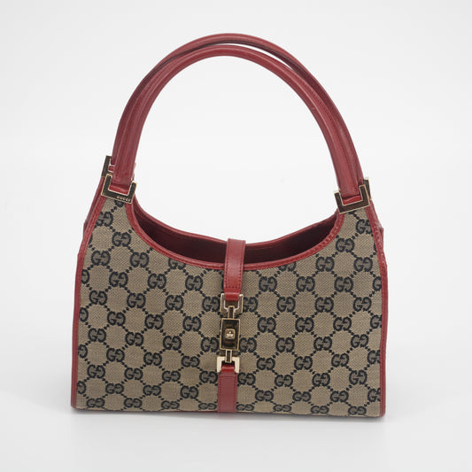 Gucci GG Canvas Jackie Red Trim Shoulder Bag  #2089