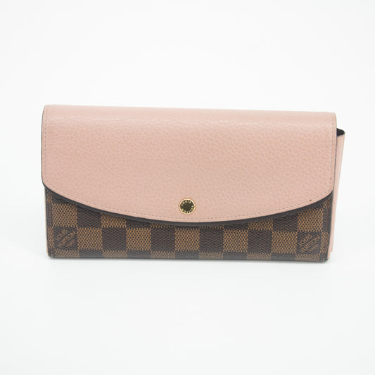 Louis Vuitton Damier Ebene Normandy Long Wallet Pink #2169