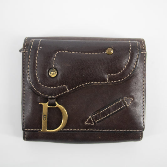 Christian Dior Brown Saddle Compact Wallet #2175