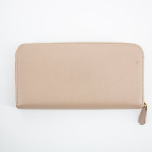 Prada Saffiano Beige Zip Around Long Wallet #2176