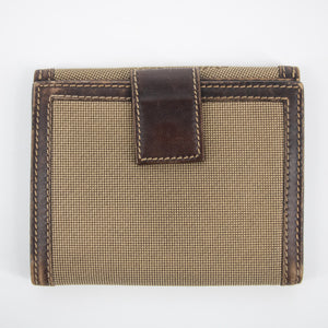 Prada Brown Canvas Leather Compact Wallet #2186