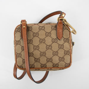 Gucci GG Canvas Brown w/ Orange Crossbody Pouch #2195