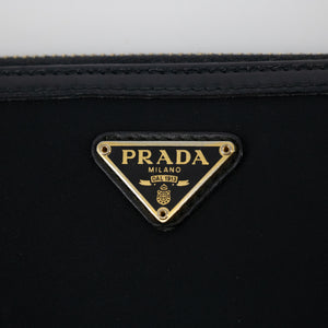 Prada Nylon Tessuto Black Triangular Logo Zip Around Wallet #2197