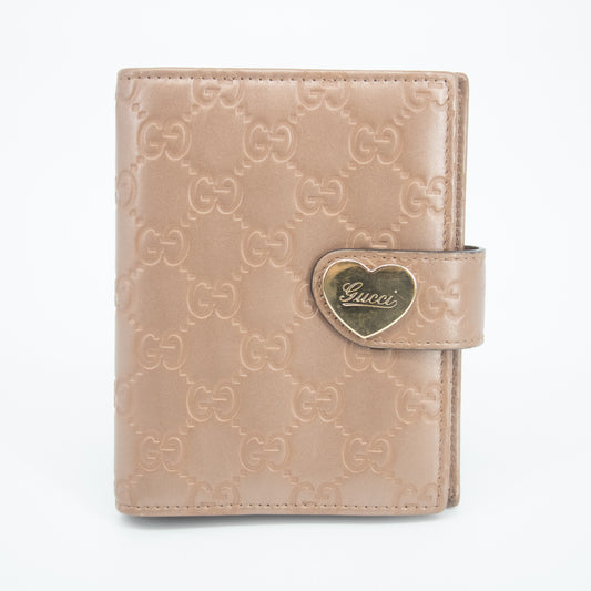 Gucci Pink Guccisima Leather Heart Agenda Wallet #2225