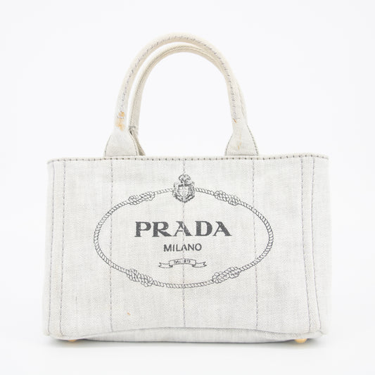 Prada Light Gray Canapa Canvas 2WAY Tote Bag -SKU #2236