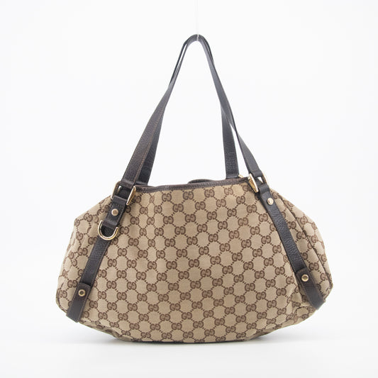 Gucci Brown GG Canvas x Leather Abby Shoulder Bag -SKU #2237