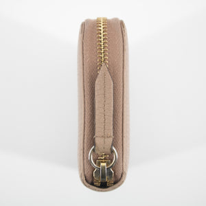 Gucci Beige Pink GG Marmont Leather Round Zip Long Wallet  #2239