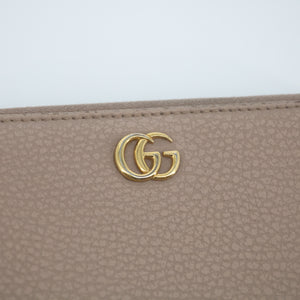 Gucci Beige Pink GG Marmont Leather Round Zip Long Wallet  #2239