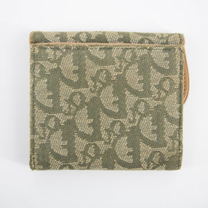 Christian Dior Green Trotter Saddle Canvas Compact Wallet  #2243
