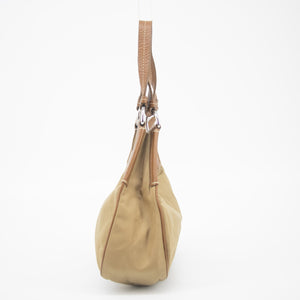 Prada Nylon Tessuto Brown Triangle Logo Hobo Shoulder Bag  #2257