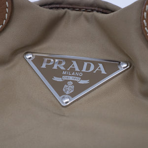 Prada Nylon Tessuto Brown Triangle Logo Hobo Shoulder Bag  #2257