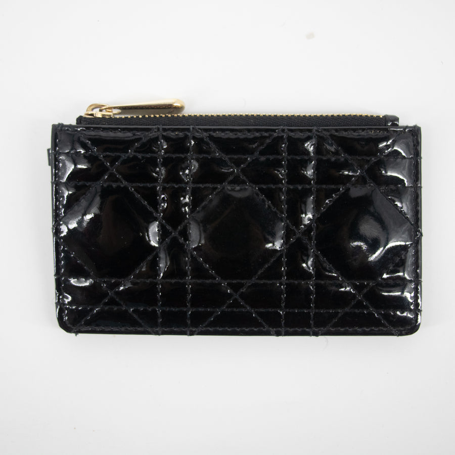 Christian Dior Black Cannage Patent Leather Coin Case  #2274