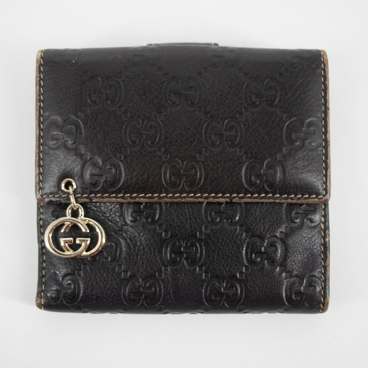 Gucci Black Guccisima Leather Compact Wallet  #2284