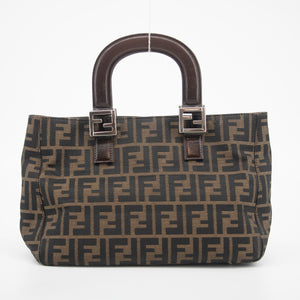 Fendi Zucca Canvas &amp; Leather Handbag Brown  #2340