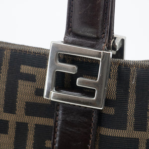 Fendi Zucca Canvas &amp; Leather Handbag Brown  #2340