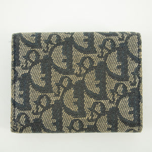 Christian Dior Navy Trotter Saddle Canvas x Leather Compact Wallet-#2370