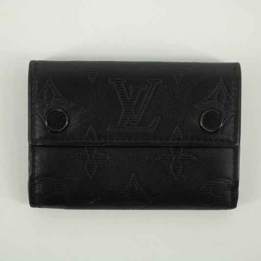 Louis Vuitton Black Monogram Shadow Discovery Compact Mini Wallet-#2378