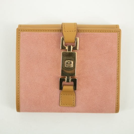 Gucci Pink Jackie Suede x Leather Compact Wallet #2379