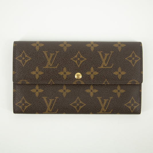 Louis Vuitton Monogram Pochette Porto Monnaie Credit Long Wallet #2386