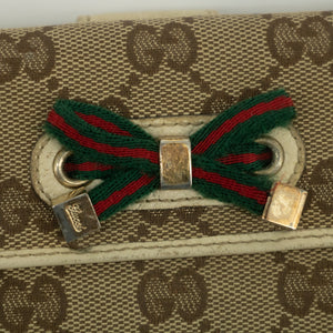 Gucci Beige Sherry Line GG Canvas x Leather Ribbon Long Wallet #2412
