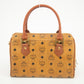 MCM Brown Monogam Visetos Pattern PVC x Leather Boston Bag #2451