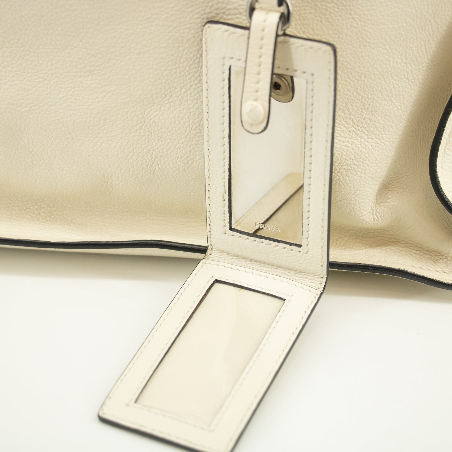 Prada Ivory Leather Mirror Tote Bag #2452