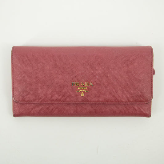 Prada Pink Saffiano Leather Long Wallet #2466