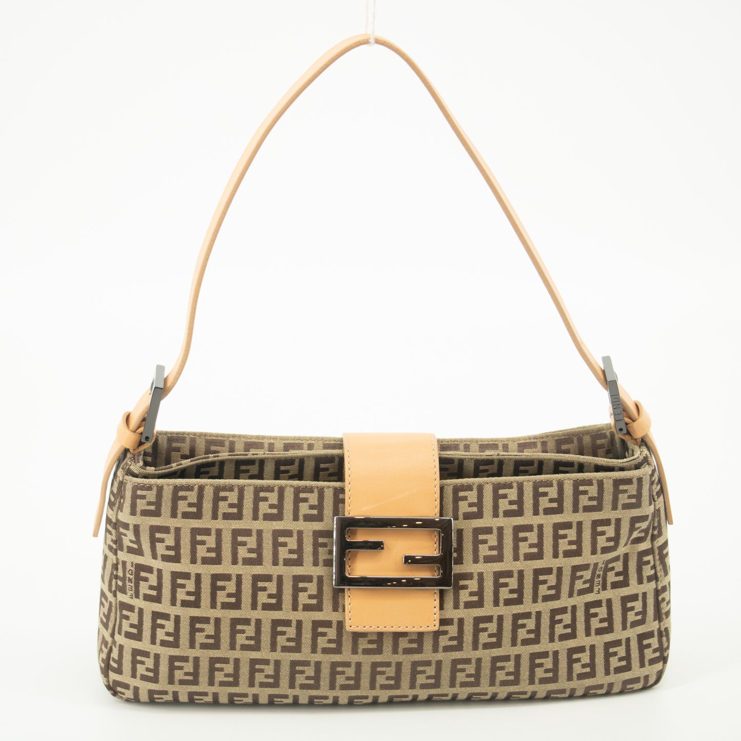 Fendi Zucchino Mamma Bucket Canvas x Leather Pochette Bag #2530