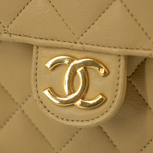 Chanel Lamb Skin Beige Single Flap Gold Hardware Shoulder Bag #2545