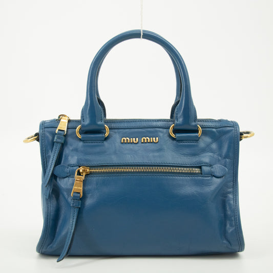 Miu Miu Blue Leather 2 Way Shoulder Bag  #2553