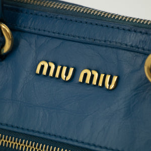 Miu Miu Blue Leather 2 Way Shoulder Bag  #2553