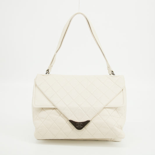 Chanel Envelope Double Flap Shoulder Bag White 11 Series  #2619