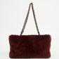 Chanel CC Burgundy Lapin Rabbit Fur Chain Tote Bag 6 Series  #2621