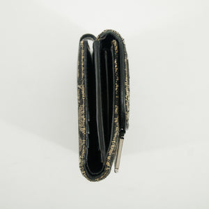 Christian Dior Black Trotter Saddle Canvas x Leather Compact Wallet -SKU #2635