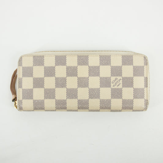 Louis Vuitton Damier Azur Portefeuille Clemence Round Zipper Long Wallet #2642